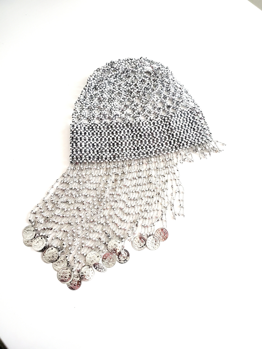 Silver Beaded Fringe Headpiece